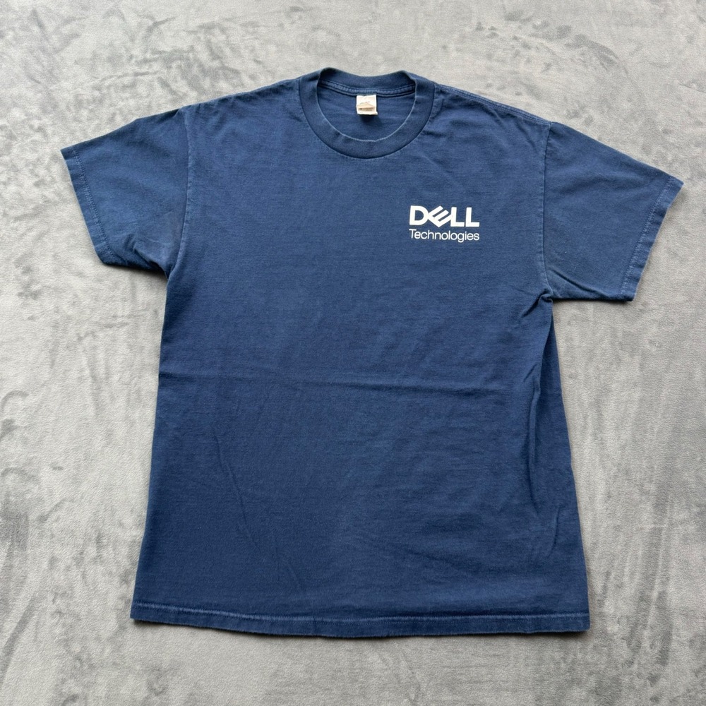 Dell Technologies T-Shirt Mens Medium Navy Blue Fruit of the Loom Cotton Tee
